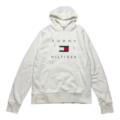 【新着】 Tommy Hilfiger トミーヒルフィガー 刺繍ロゴ プルオーバー パーカー メンズ Lサイズ ホワイト 【送料込み】