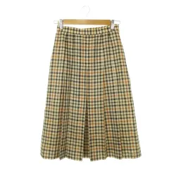 ダックス DAKS スカート リネン混 62-92 ベージュ チェック柄 ボックスプリーツ ミモレ ロング /AH13 ■ECC002
