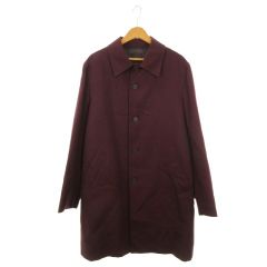 美品】メンズ トレンチコート LLサイズ ワインレッド 光沢感 光沢生地 