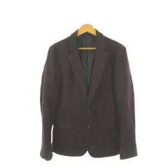 ユナイテッドアローズ A DAY IN THE LIFE UNITED ARROWS テーラードジャケット ウール混 M 赤 ボルドー 斜めストライプ柄 ノッチドラペル 長袖 /AH10 ■ECC002