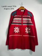M ラムウール アンゴラ ノルディック ニット カーディガン