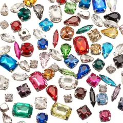 Beadthoven 縫い付け ラインストーン 10種類 約260個/箱 ミックスカラー ラインストーン 台座付き カラフル ガラスストーン 針付き アソートセット 銀メッキ 4爪 ガラスビーズ ビジューパーツ レジン チャーム パーツ アクセサリー材料 ジュ