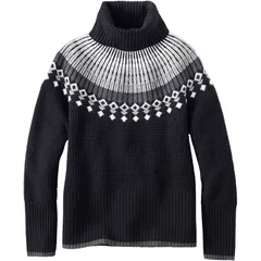 エルエルビーン レディース アウター ニット・セーター タートルネック セーター LLBean Supersoft Waffle Fair Isle Reg Turtleneck Sweater Womens Black Fair Isle ブラック