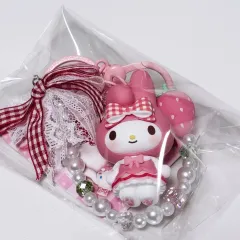 サンリオ マイメロディ CHECK リボン ビーズ ストラップ キーホルダー フィギュア