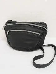 REN ラウンドスリングバッグ　black 黒/やぎ革