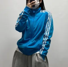 アディダス ファイヤーバード ビックロゴ トラックジャージ ブルー 実寸 M 022405