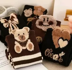 かわいい クマキャラクター カバーソックス 靴下 5足