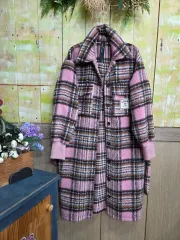 CHECKシャツ風ロングコート