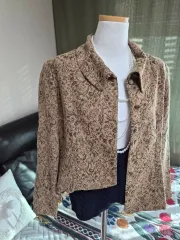 洗練されたアンティークフラワー ルーズフィット ウールジャケット