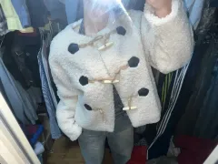 フリース トグルボタン コート アイボリー