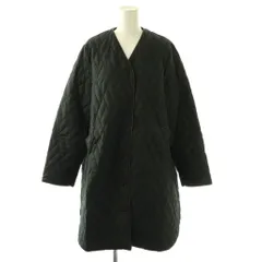 元町ゼラール キルティングコート アウター ノーカラー 中綿 13AR ブラック ブラウン /CX ■GY35