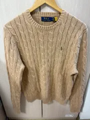 ポロ ケーブル ニット ラウンドネック ベージュ M