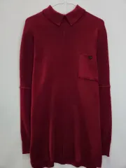 ヴィンテージ Classic ポケット デザインテープ KARA（カラ） ウール100 ニット Long トップス