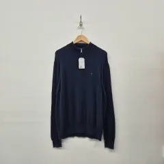 タミーヒルフィガー ネイビー ハーフジップアップ ニット メンズ XL