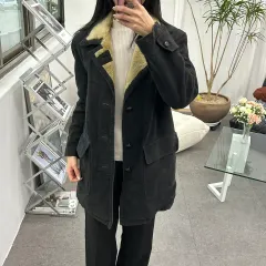 ブラック ボア裏地 コート ワークジャケット