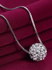 ジュエリー レディース ネックレス 925スターリングシルバー 光沢のある マイクロインレイ ラッキーラウンドビーズ、ラグジュアリーレトロスタイル、ファッション万能、家族、友人、カップルへのギフト、ペンダントネック