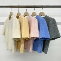 トゥグッド リボンタイ アルパカ半袖ニット