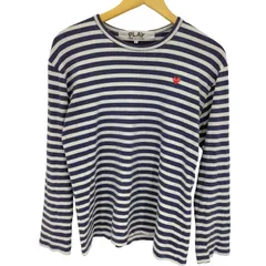 プレイコムデギャルソン PLAY COMME des GARCONS ロゴ刺繍 ボーダー長袖カットソー メンズ JPN：L 