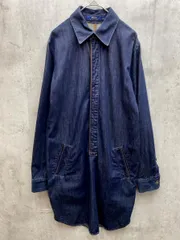 POLO RALPH LAUREN ポロ ラルフローレン 牛革パイピング 比翼仕立て コットン デニム シャツ ワンピース size6/165/74A/インディゴ ■■レディース