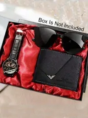 腕時計 メンズ セット 3点セット メンズファッションギフト: 黒革ベルト デジタル式腕時計、短財布、パーソナライズド サングラス、贈り物に最適