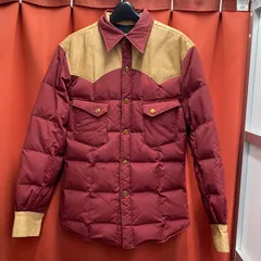希少！　The Flat Head フラットヘッド　ウエスタン　レザー　ナイロン　ダウンジャケット　レッド　40サイズ　M〜Lサイズ相当のサムネイル