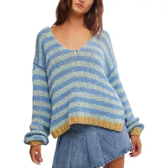 フリーピープル レディース アウター ニット・セーター Free People Portland Pullover Womens Blue Lake Combo ブルー