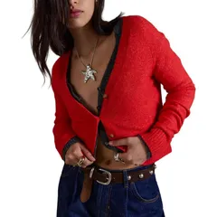 フリーピープル レディース アウター ニット・セーター Free People School Girl Cardi Womens Cherry Pop Melange