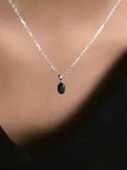 ジュエリー レディース ネックレス 1個 ヴィンテージエレガントS925スターリングシルバー ブラックキュービックジルコニアペンダントネックレス、女性への贈り物