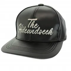 ハイドアンドシーク HIDE and SEEK 23AW The HS Baseball Leather Cap ロゴ刺繍 レザー ベースボール キャップ 帽子 黒ブラック ブランド古着ベクトル 中古▲260218のサムネイル