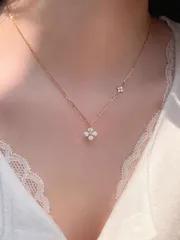 ジュエリー レディース ネックレス 1個 ラインストーン クローバー ジルコニア ネックレス、繊細なミニマルデザイン、ファッショナブルでエレガントな女性用チョーカーネックレス