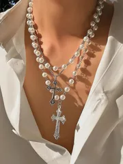 ジュエリー メンズ ネックレス セット 3個セット ビンテージパンク クロスペンダントネックレス、メンズカジュアルシンプル調整可能チャームジュエリー