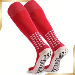 【新品】 [Aqinmony] サッカーストッキング サッカーソックス メンズ 滑り止め粒子の靴下底 中厚手 フットサル フットボール トレーニング アウトドア 登山 自転車 ランニング 靴下 男女兼用22-28cm T9 赤 レッド 1