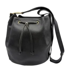 Christian Dior クリスチャン ディオール レザー 巾着 バッグ ショルダー 鞄 レディース ブランド おしゃれ ブラック 中古 W1