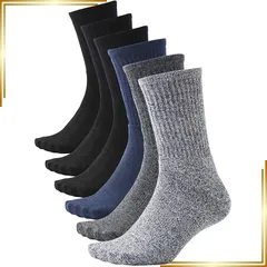 【新品】 [PIENILO] 靴下 メンズ ビジネスソックス 厚手 パイルソックス 春秋冬 6足セット 25-27cm (黒3足・杢3足) 0