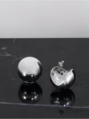 ジュエリー レディース イヤーアクセサリー 1ペア ファッショナブルなシルバーカラーの球体シンプルスター スタッドピアス レディース クリスマスギフト