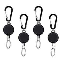 【在庫セール】[サムコス] リールキーホルダー カラビナ付 伸縮自在 最長60cm リールストラップ パスケース リール 金具 吊り下げ名札用