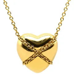 ティファニー Tiffany & Co ネックレス チェーン クロス ハート イエローゴールド T&Co. K18YG Au750 18K 18金 ヴィンテージ 希少 【中古】
