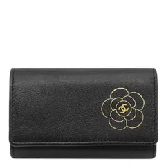 シャネル CHANEL キーケース カメリア ココマーク レザー ブラック ゴールド金具 黒 鍵入れ 6連 6本  16******【中古】