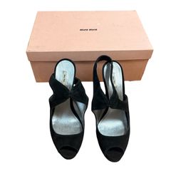 miumiu ミュウミュウ パンプス 36.5 23.5cm ブラック ピンヒール ハイヒール 靴 スエード 箱付き イタリア製