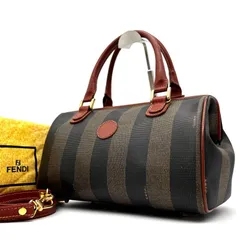 美品 FENDI フェンディ ペカン ミニボストンバッグ ショルダーバッグ 2way PVC レザー ブラウン ブラック ヴィンテージ 希少 レア 鞄 肩掛け 斜め掛け 手提げ レディース 婦人 ギフト 贈り物 ハイブランド 高級 定番 人気