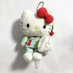 ★ サンリオ ハローキティ x クレヨンしんちゃん コラボ ぬいぐるみ キーホルダー パジャマ  14cm 現状品