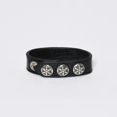 CHROME HEARTS クロムハーツ ブレスレット スターボタン 3BTN/2SNP 3ボタン2スナップ ブラック レザー シルバー925 美品 中古 4b013514のサムネイル