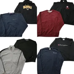 古着卸 まとめ売り チャンピオン Champion スウェット 8枚セット (メンズ XL ) ブルゾン ハーフジップ カレッジ風 中古 古着 NE1849