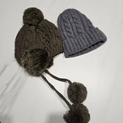 冬 ニット帽 ボンボン帽子 2個セット