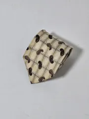 クリスチャン・ディオール ベージュ ペイズリー パータン シルク100％ ネック タイ