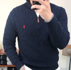 ポロ ハーフジップ ニット