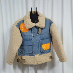 Yinuo レディース シープスキン デニムジャケット FREE