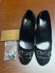 グッチ ブラック ミッドヒール ローファー 靴(靴/シューズ)