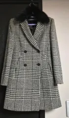 オリーブチェック ダブルコート