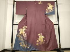 オーダーメイド】裾引き 夏着物 絽ちりめん 訪問着 芸妓 舞踊 瓢箪 紫 